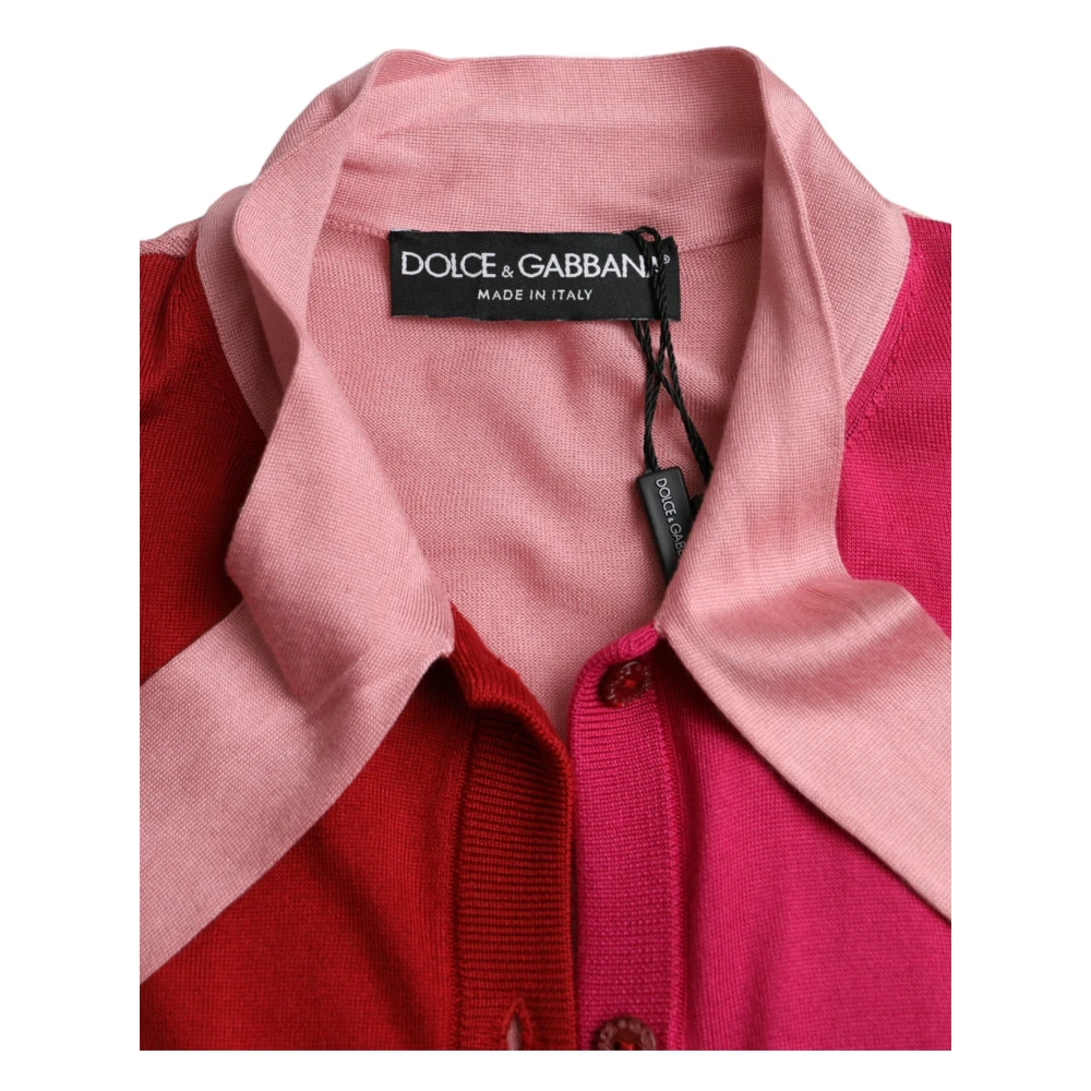 Dolce & Gabbana Roze zijden blouse met Ascot-kraag Pink Dames