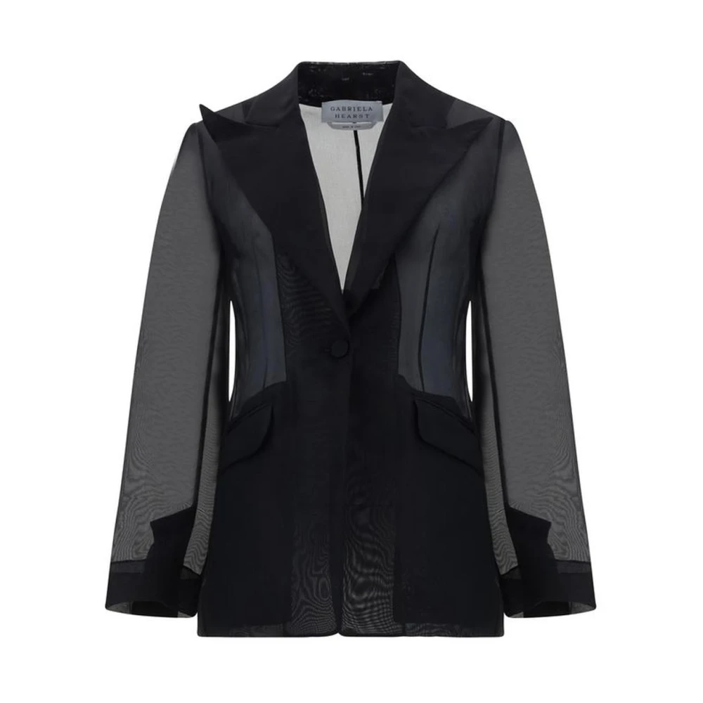 Gabriela Hearst Monochrome Zijden Blazer met Brede Revers Black Dames
