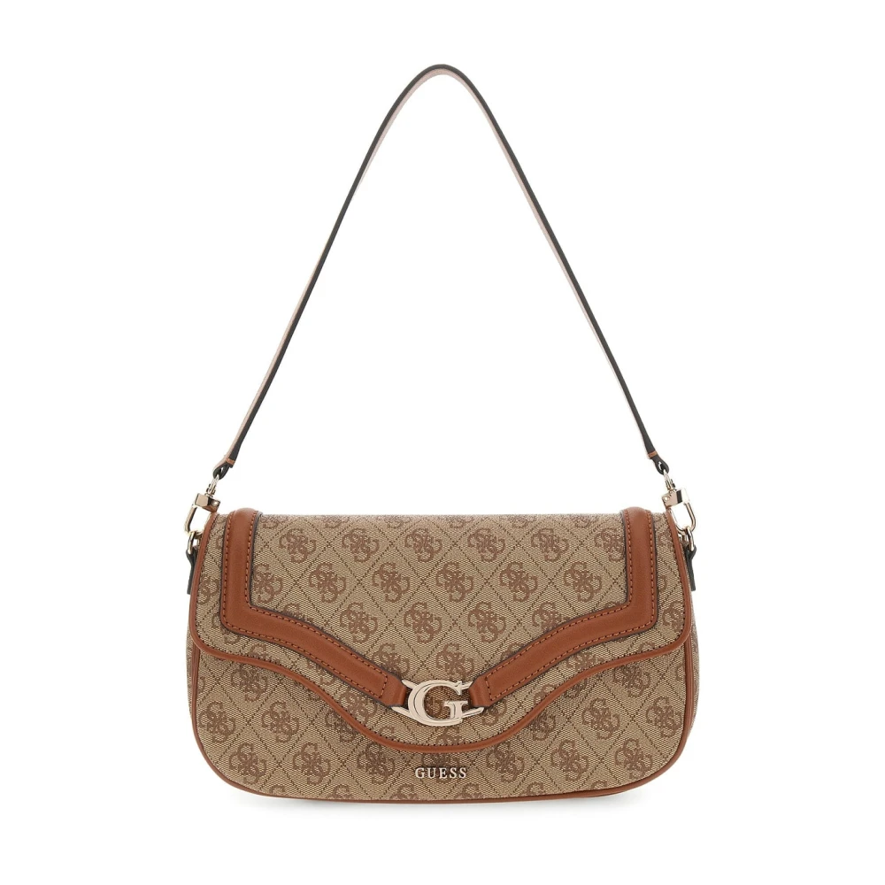 Guess Women's Brown Shoulder Bags, One Size, Latte Logo Handbag Shoulder Bag