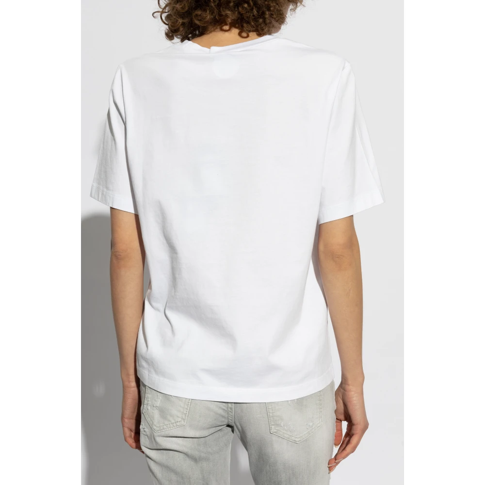 Dsquared2 T-shirt met logo afgewerkt met glinsterende applicaties White Dames