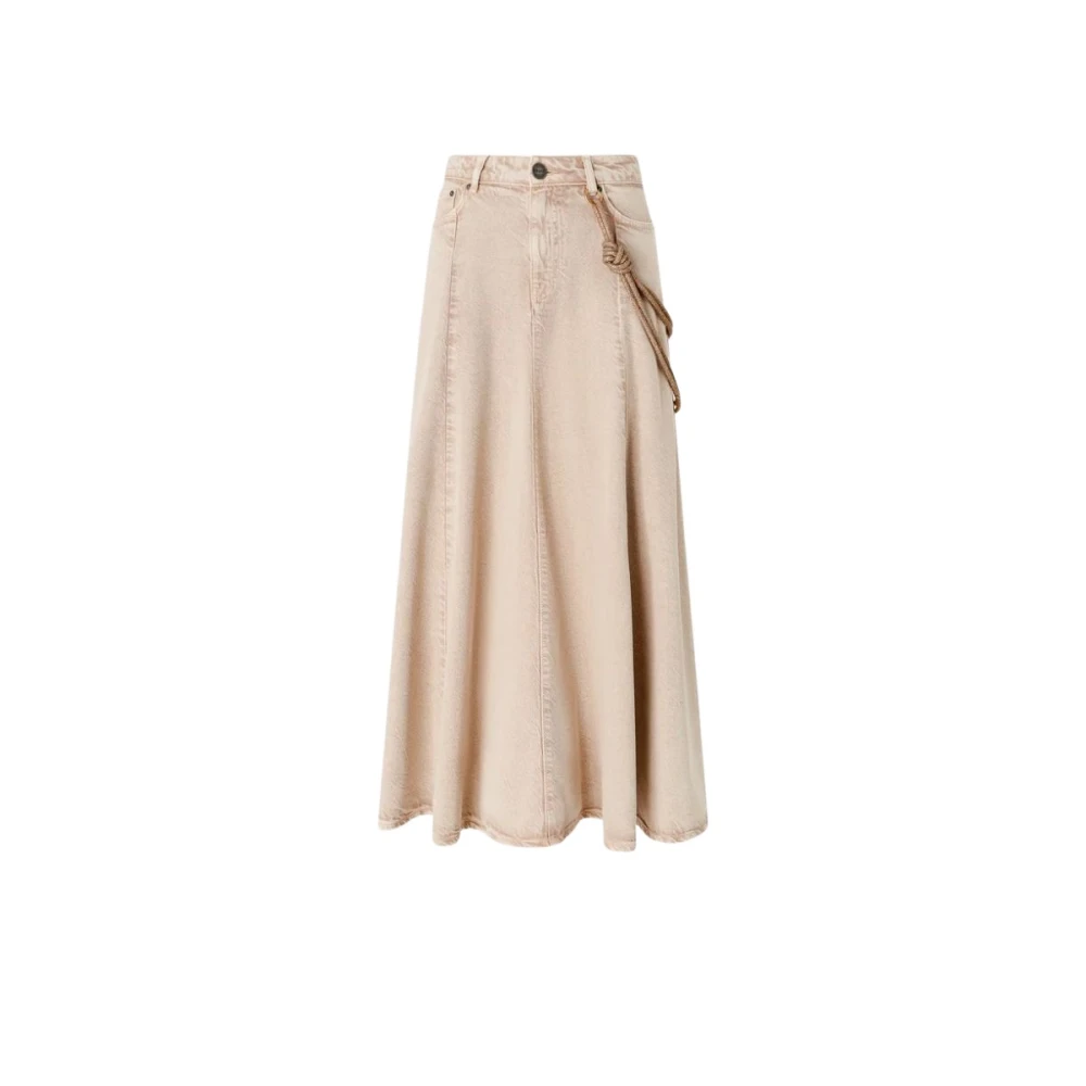 Pinko Beige Midi Kjol Med Fem Fickor