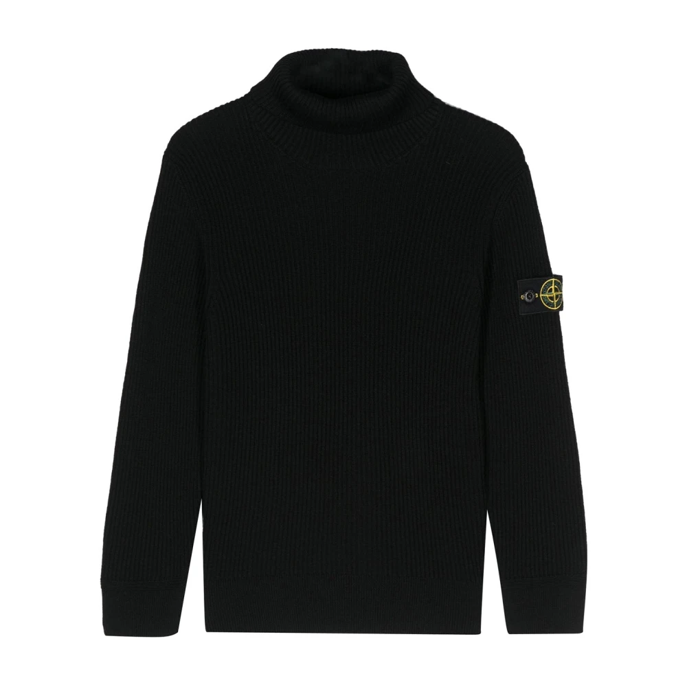 Stone Island Boys Black Kids Knitwear, 8 Y, Turtleneck Jumper
