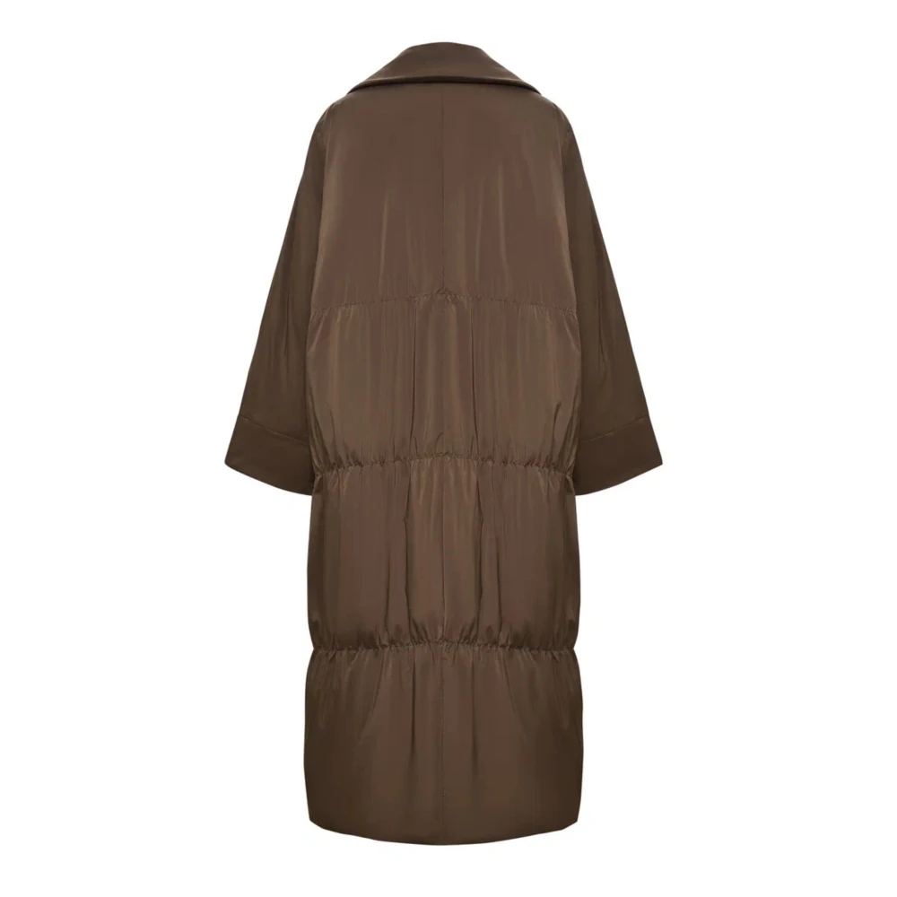 Cesare Gaspari Lange Oversized Gewatteerde Jas Brown Dames