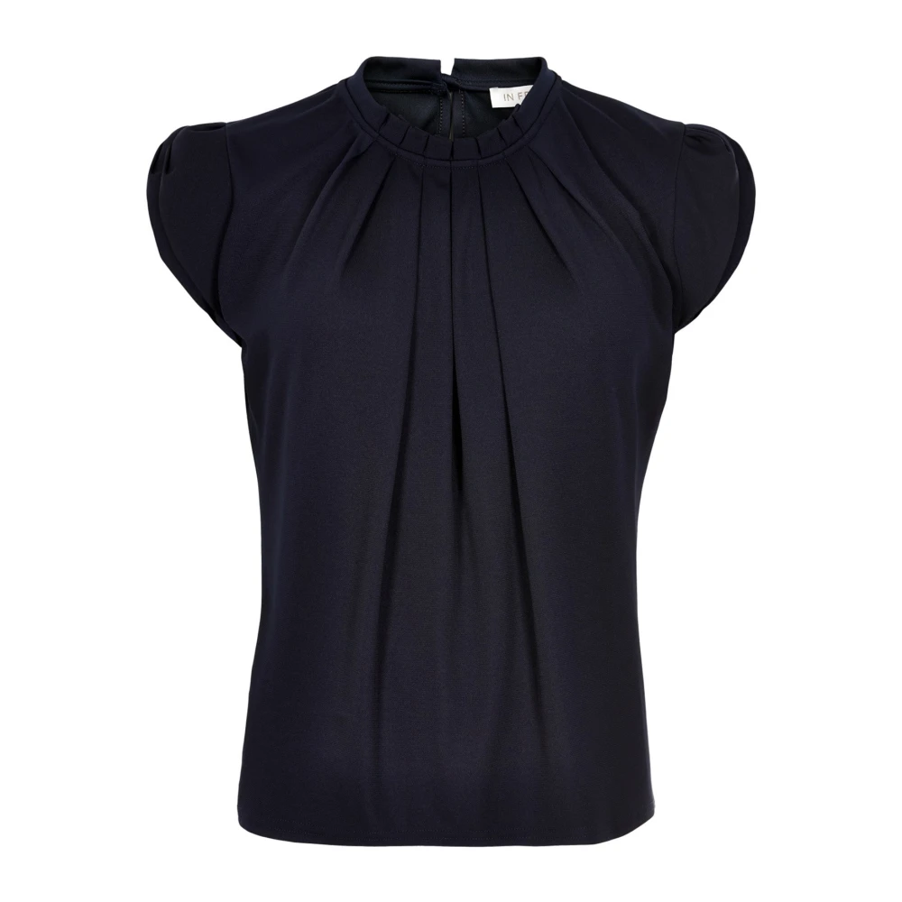In Front Women's Blue Blouses, Xl, Navy Blouse With Ruffle Details