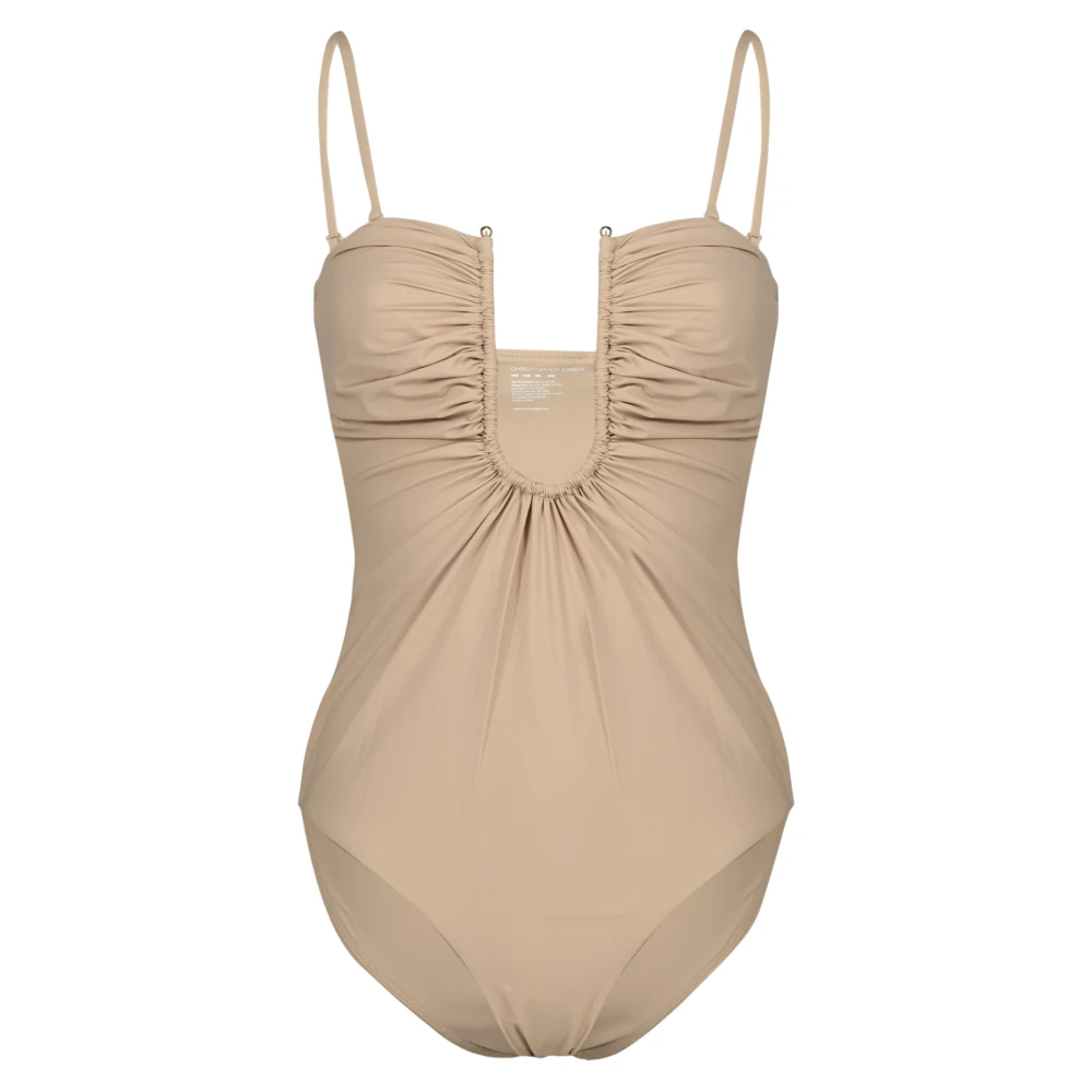 Christopher Esber Women's Beige Arced Ruched One-Piece - Swimsuits - Xs - Swimwear