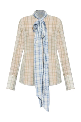 Sidenblus med scarf