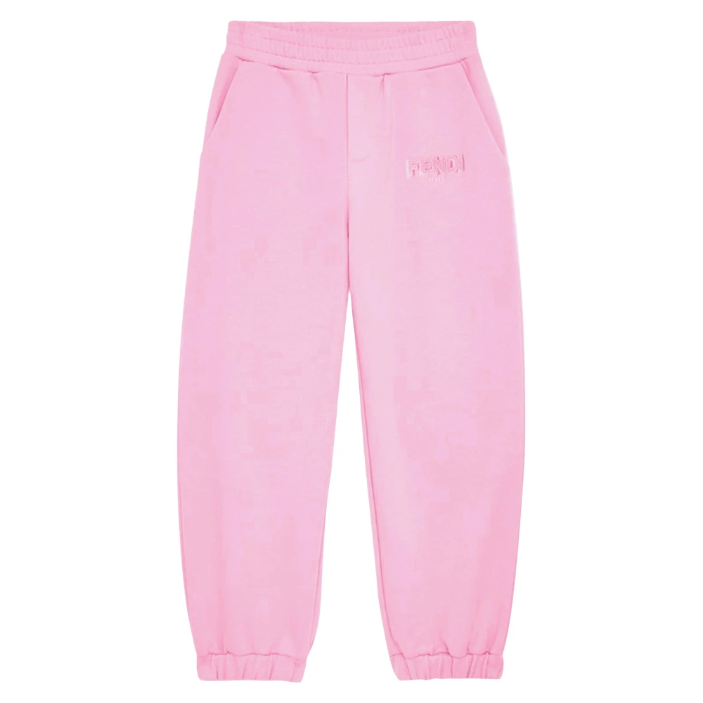 Fendi Girls Pink Sweatpants, 6 Y, Logo Joggers