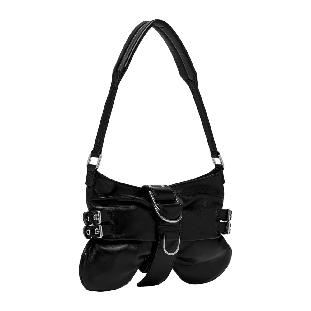 Blumarine Edgy Butterfly Nappa Leather Shoulder Bag Black Dames