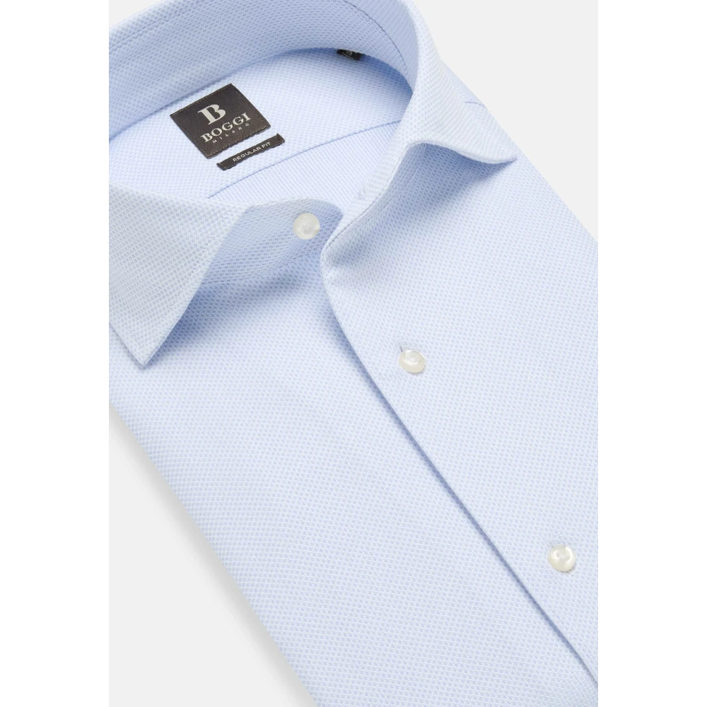 Boggi Milano Regular Fit Overhemd van honingraatkatoen Blue Heren