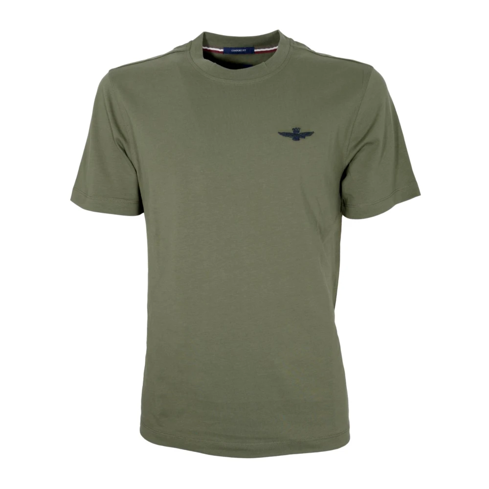 Aeronautica militare Groen Katoenen Jersey T-Shirt Ts2065 Green Heren