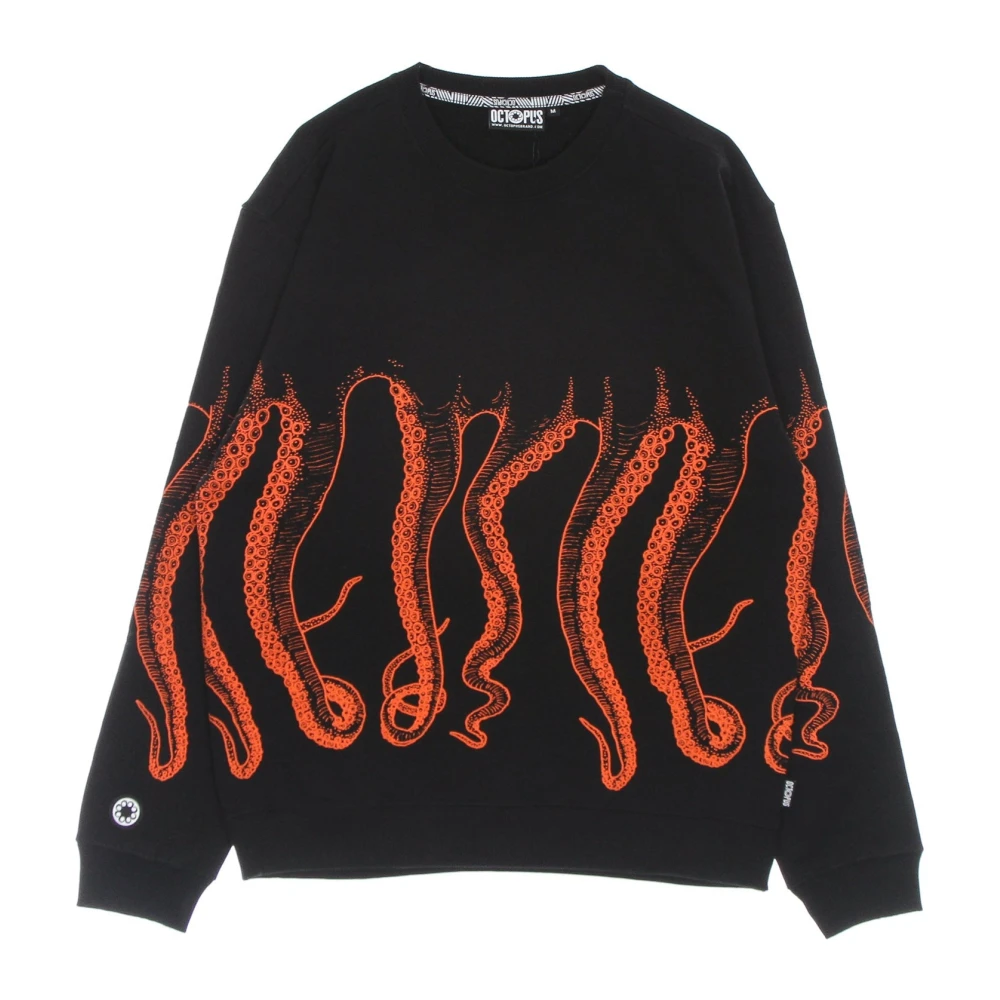 Octopus Zwarte lichtgewicht crewneck sweatshirt met -logo Black Heren