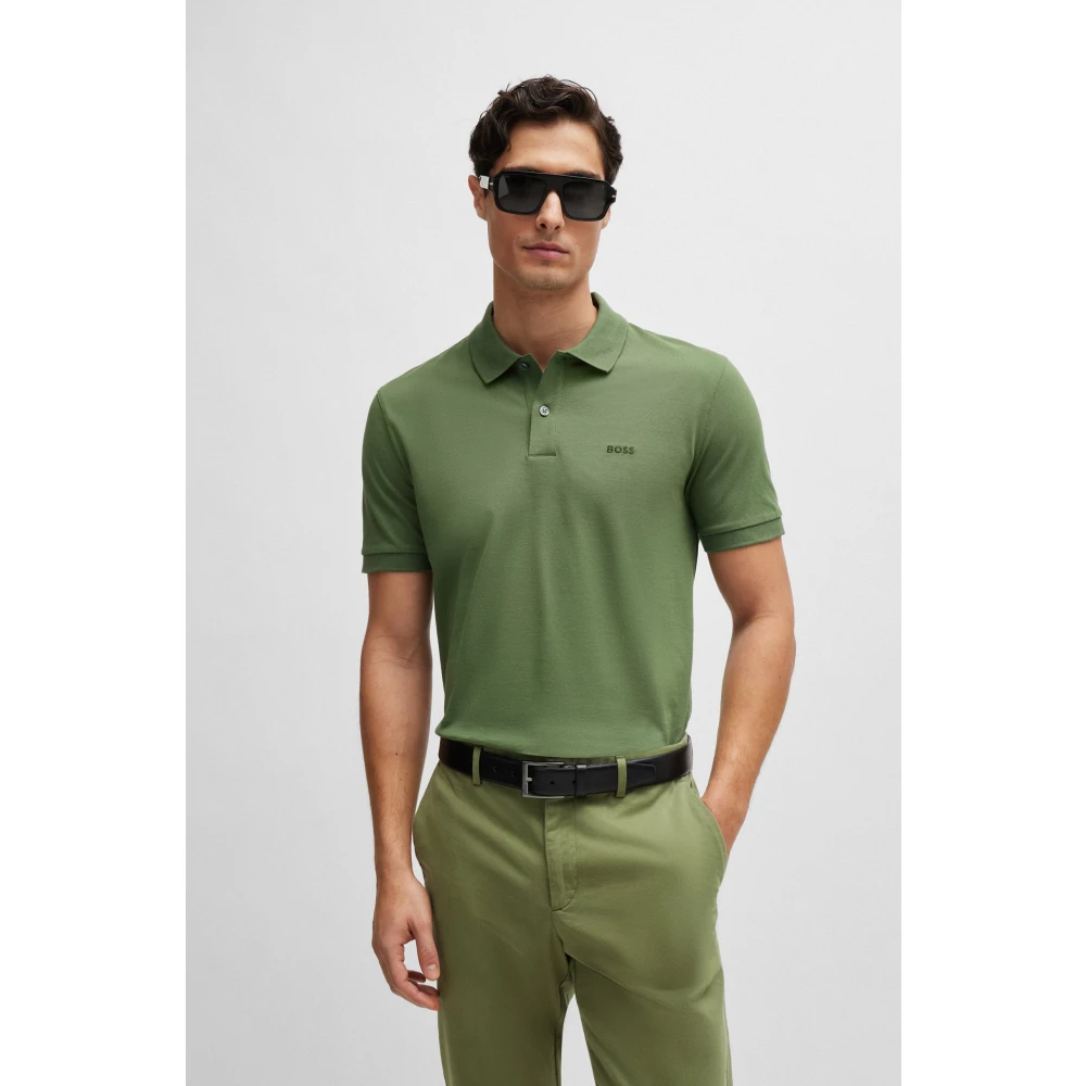 Boss Pique Polo Shirt Green Heren