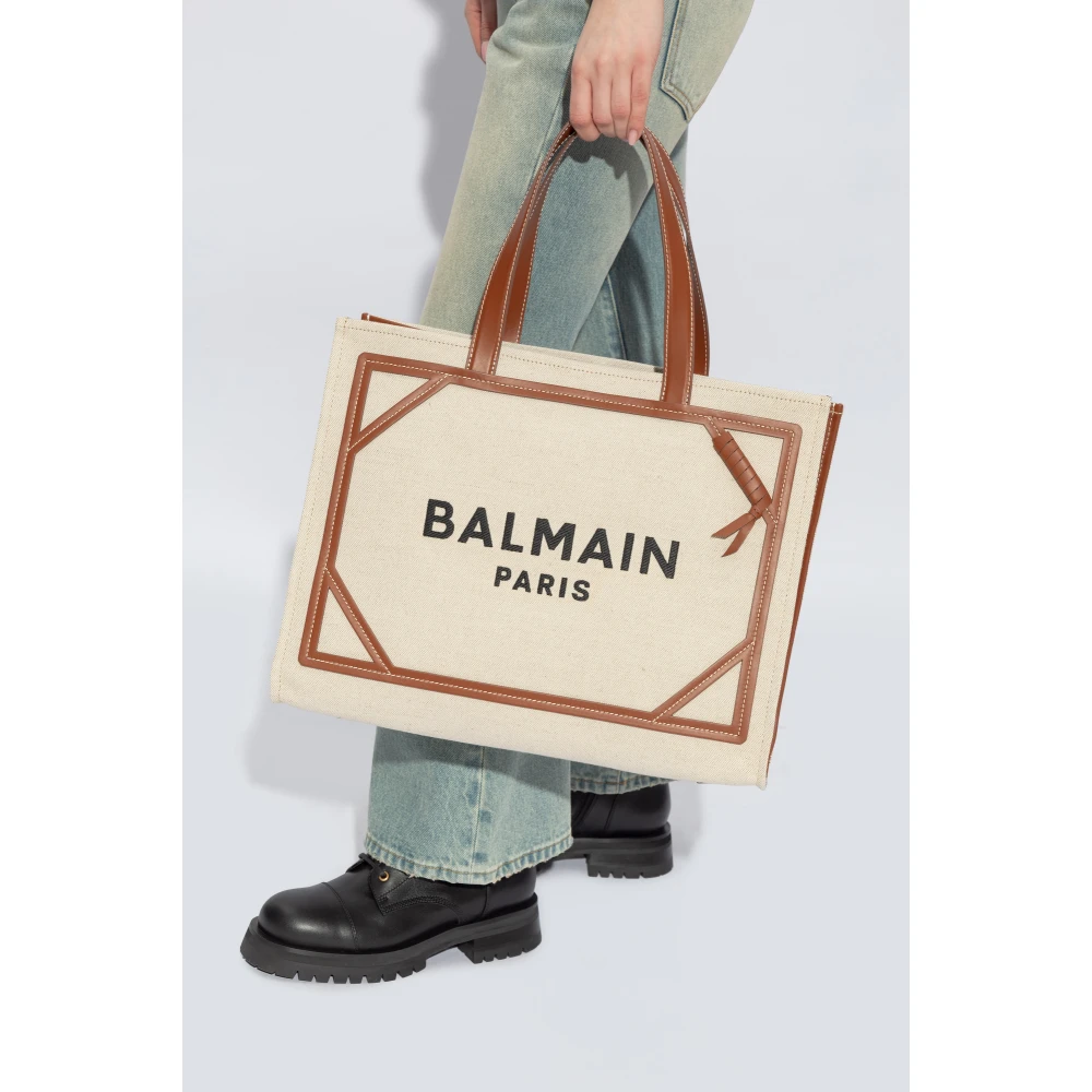 Balmain logo 'shopper' tas Beige Dames