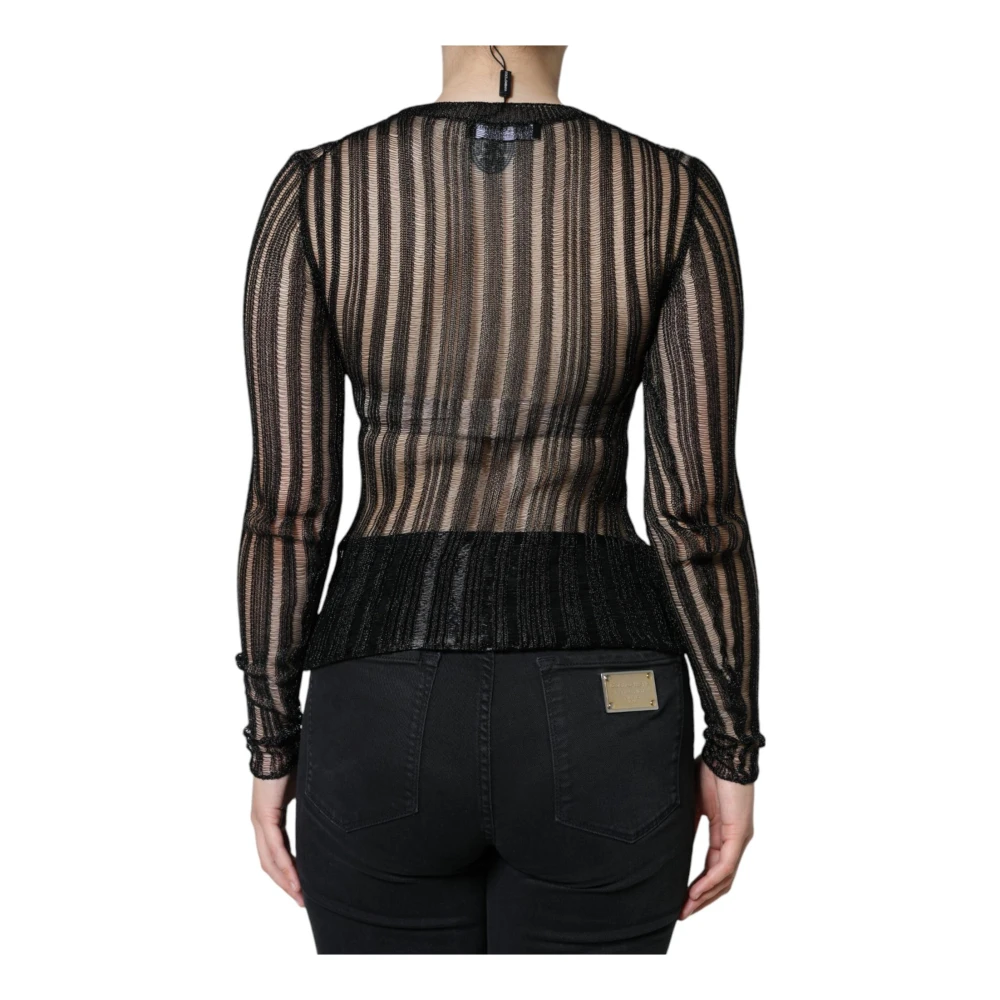 Dolce & Gabbana Doorschijnende Gestreepte Longsleeve Top Black Dames