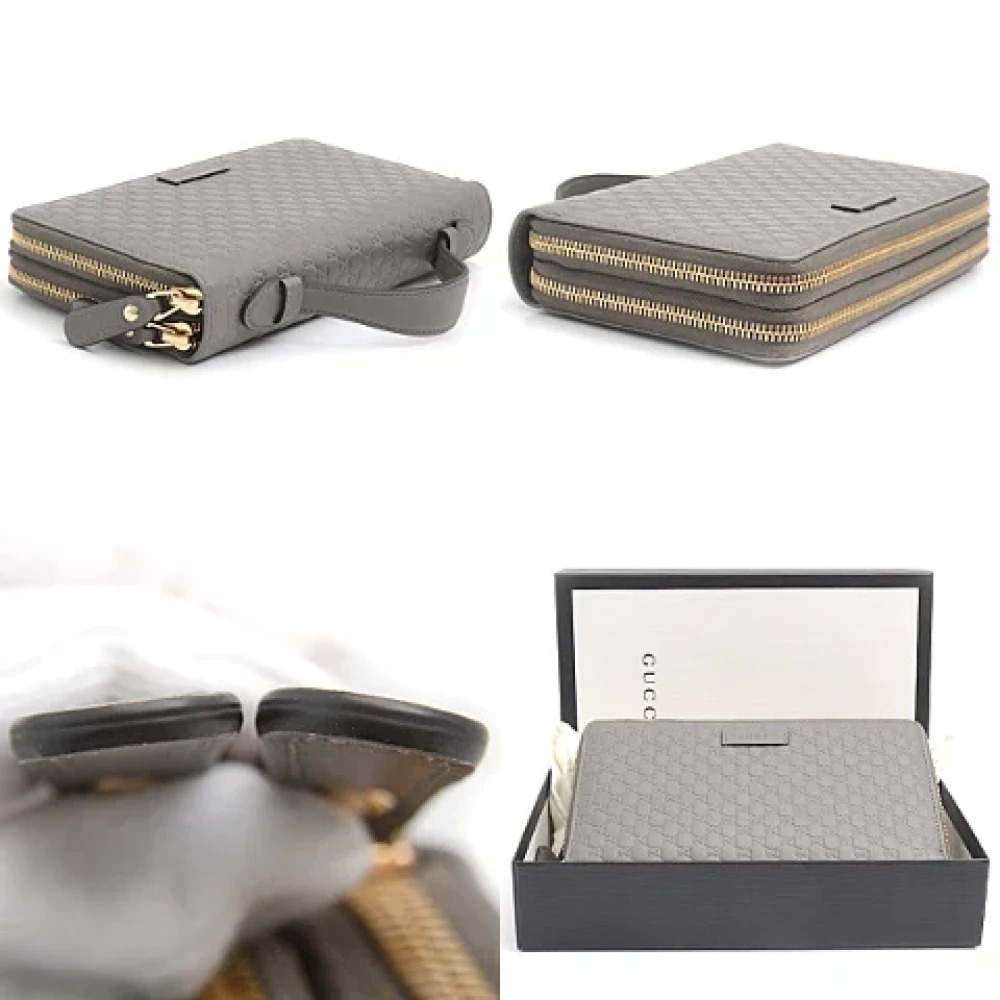 Gucci Vintage Pre-owned Leather wallets Gray Heren
