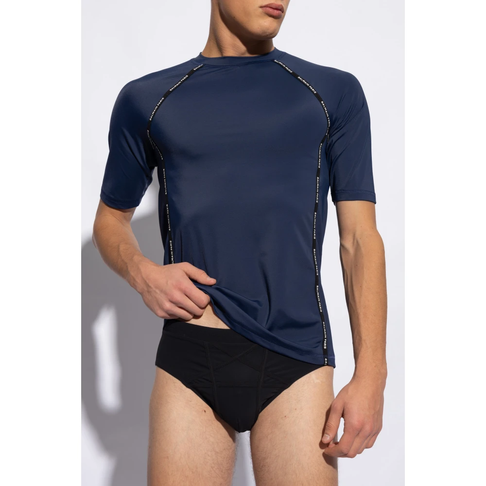 Balmain Zwem T-shirt Blue Heren