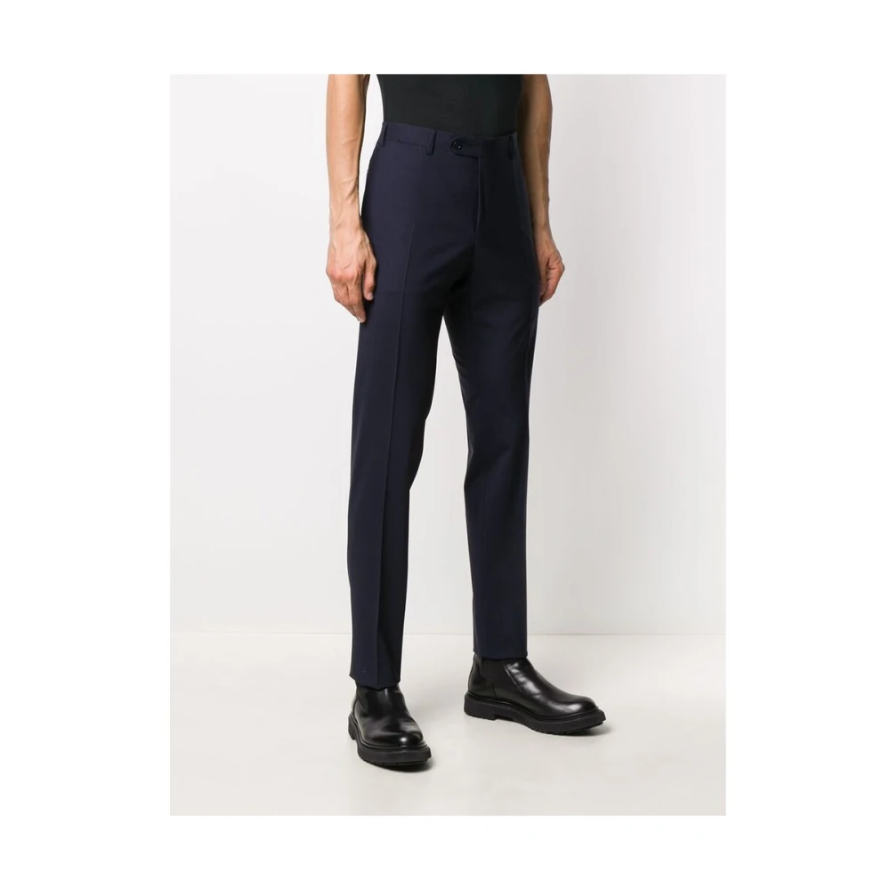 Canali Marineblauwe Slim-Fit Broek van Wolmix Blue Heren