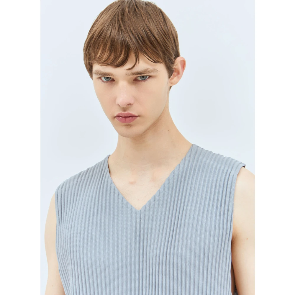 Issey Miyake Japanse Geplooide Vest met Zakken Gray Heren