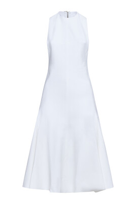 white-halter-neck-flared-dress