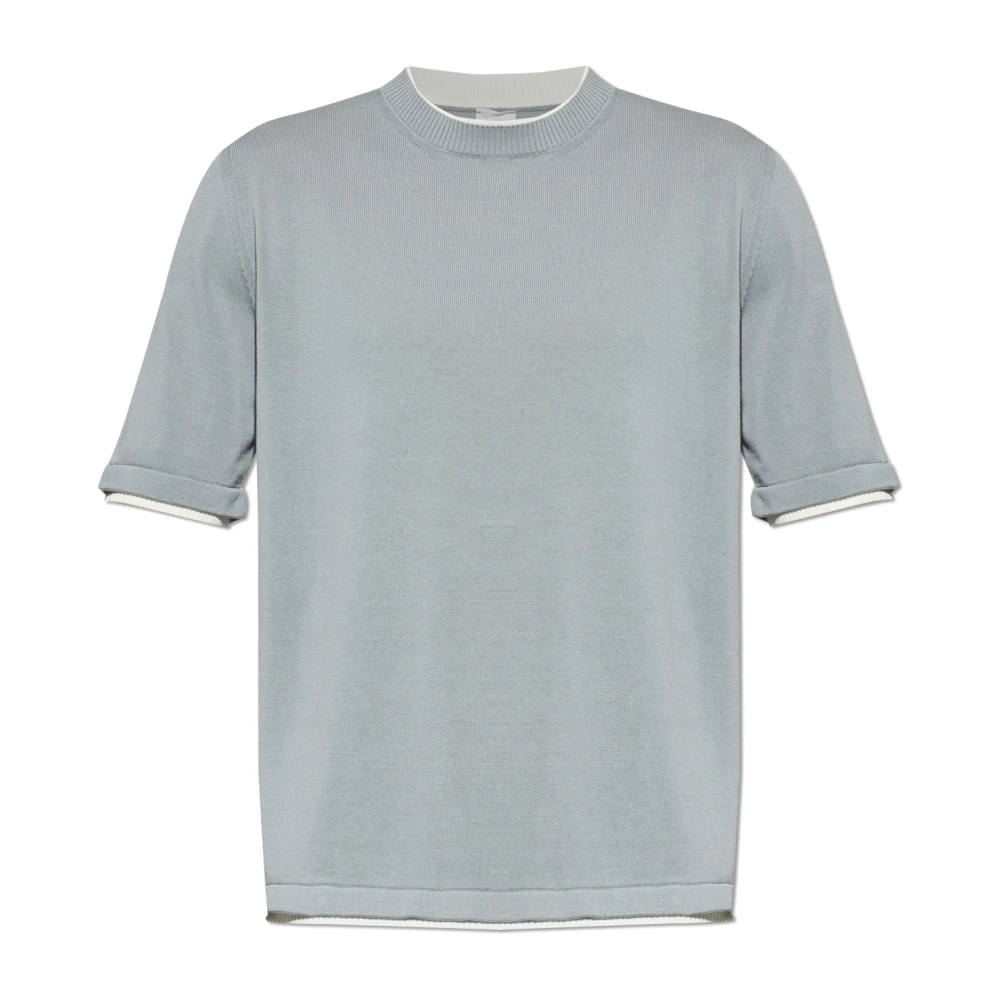 Eleventy Men's Gray T-Shirts, Xl, Cotton T-Shirt With A Crew Neck