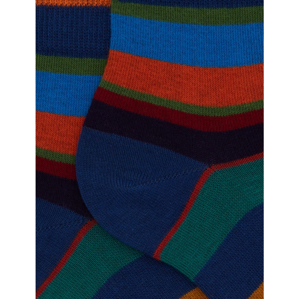 Gallo Korte blauwe katoenen sokken voor dames met veelkleurige strepen Multicolor Dames