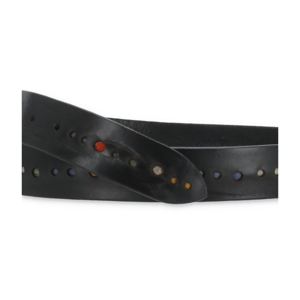 Orciani Zwarte leren riem met stoffen details Black Heren