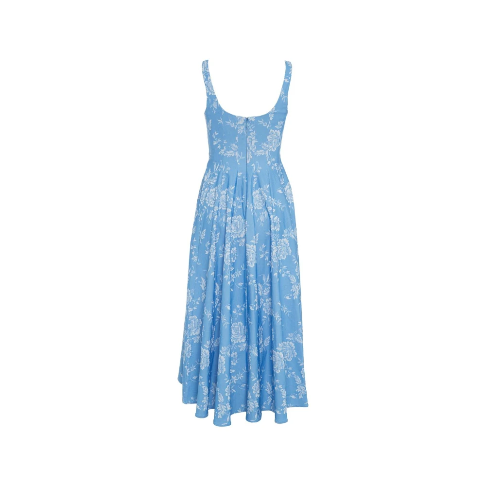 Staud Blauwe Bloemen A-Lijn Jurk Blue Dames