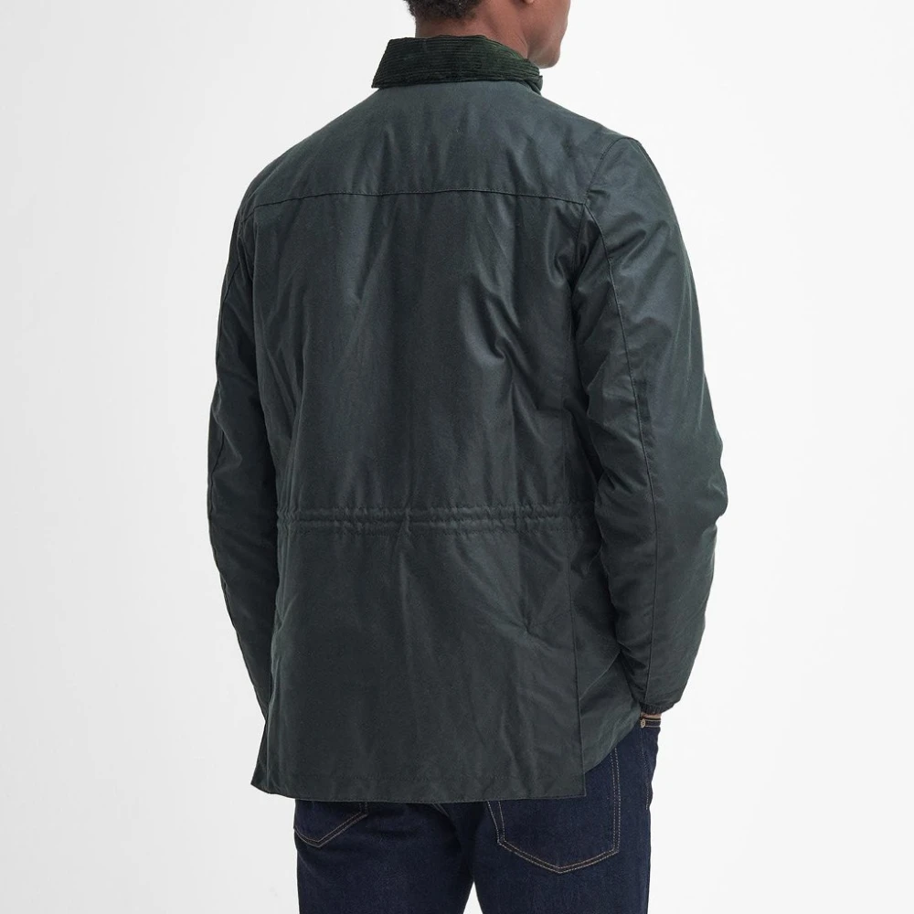 Barbour Gewaxte Katoenen Jas met Fluweel Details Green Heren