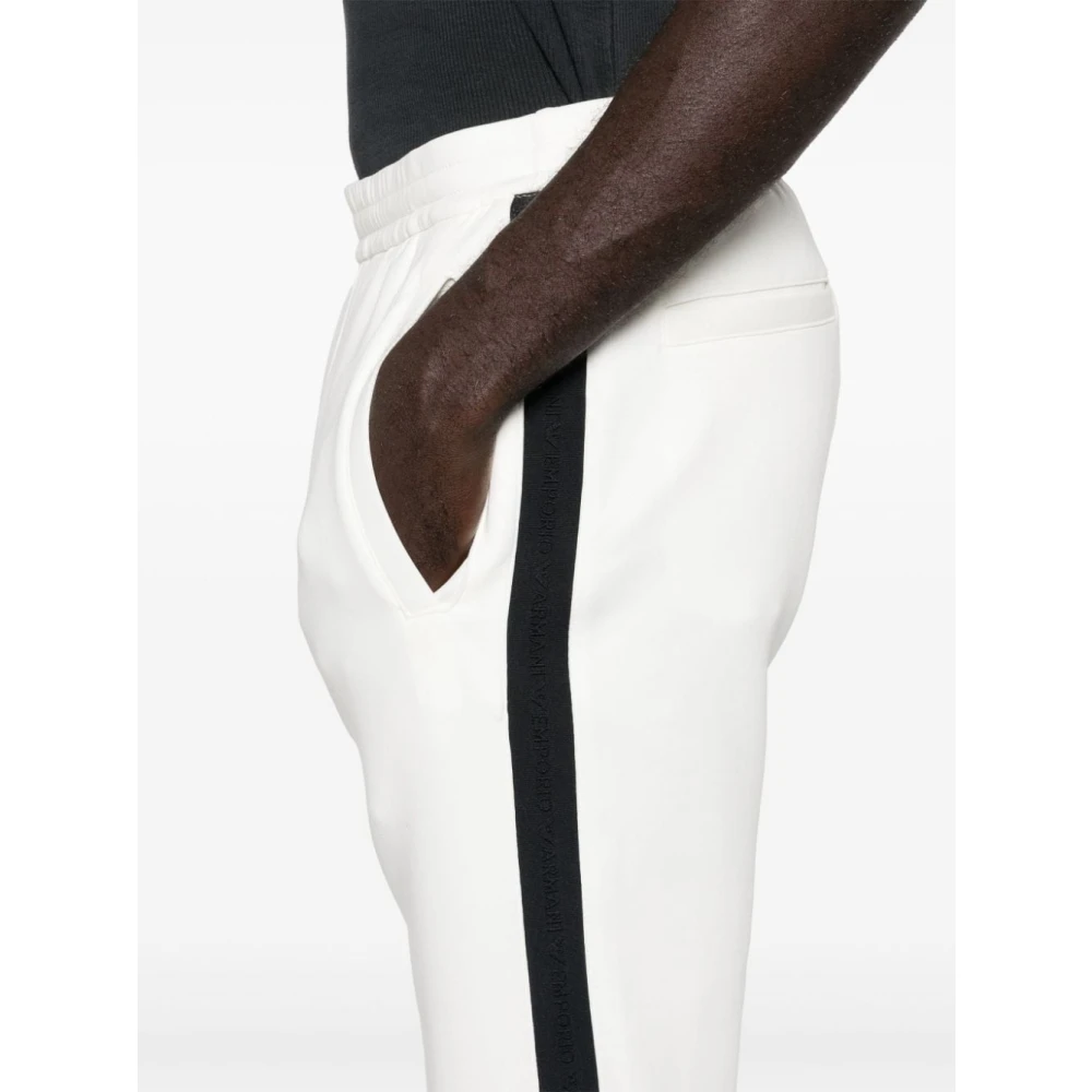 Emporio Armani Witte katoenen elastische broek White Heren