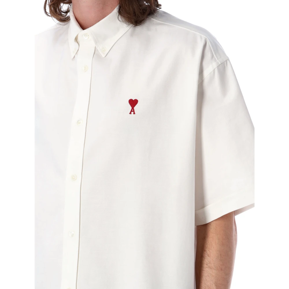 Ami Paris Boxy Fit Ami De Coeur Shirt White Heren