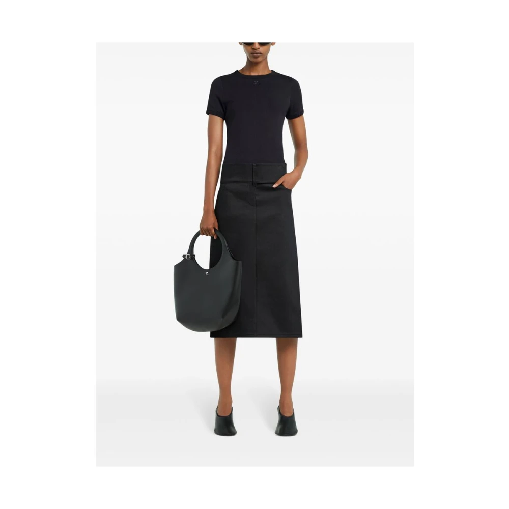 Courrèges Zwart Crew Neck T-shirt Black Dames