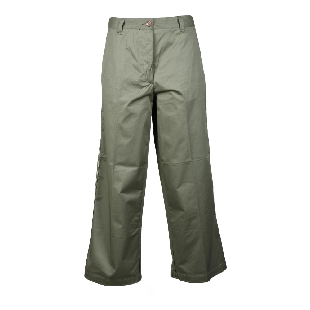 White Sand Katoen Elastaan Pantalone Green Dames