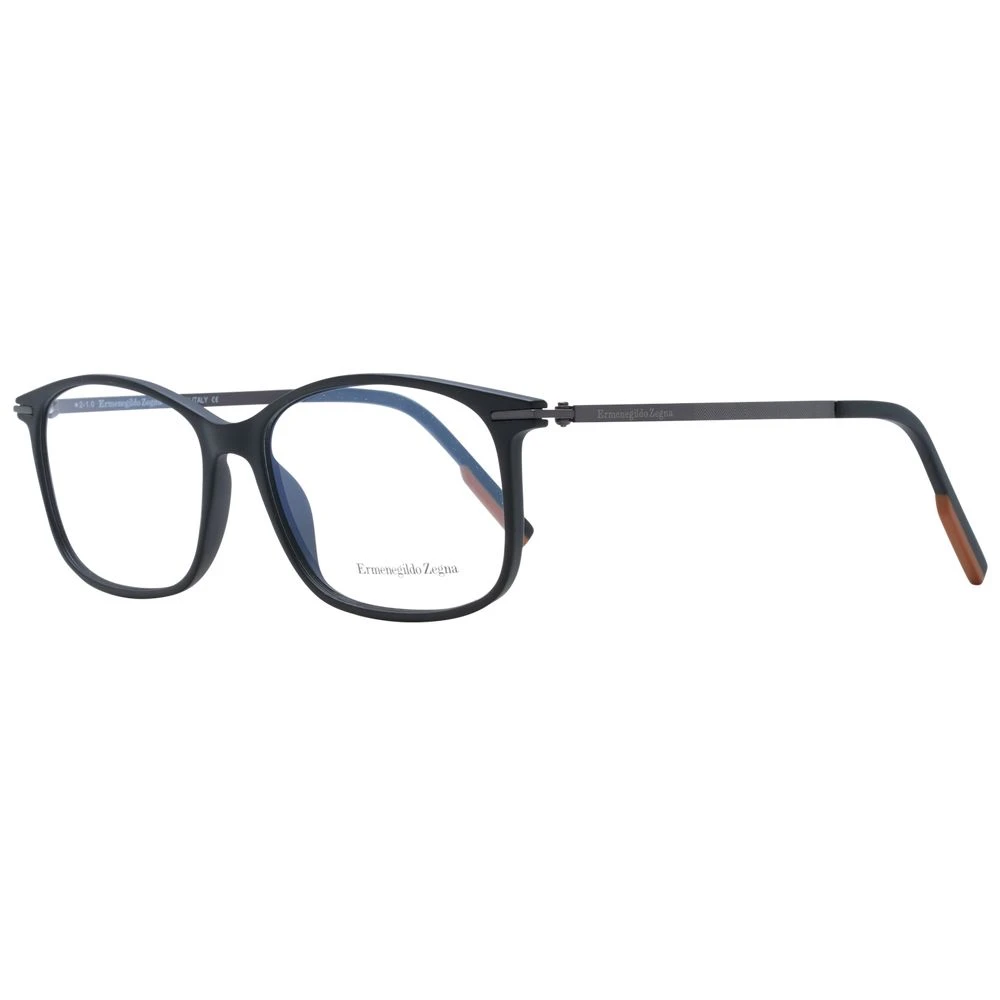 Zegna Men's Black Titanium Optical Frames Rectangle Style