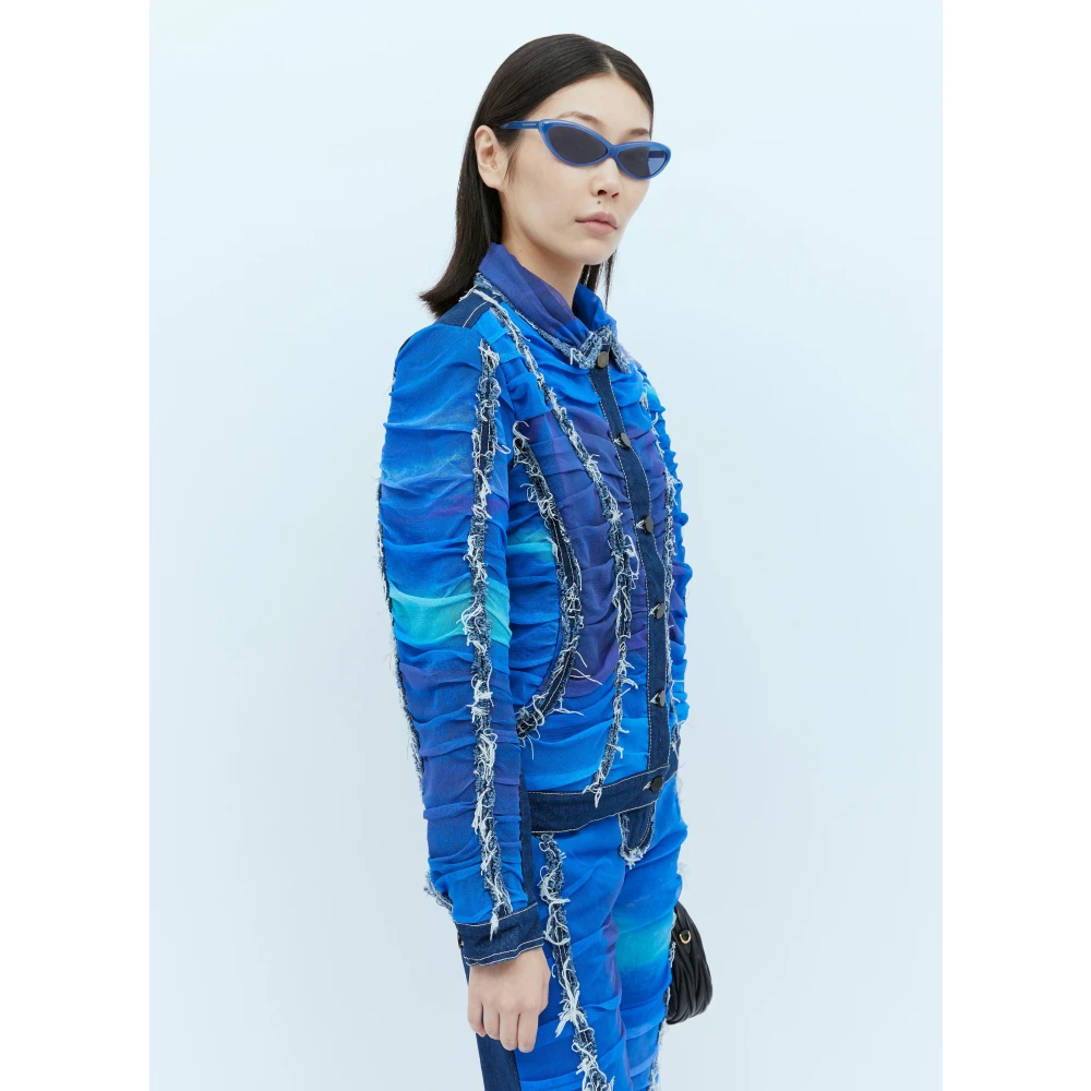Paula Canovas del Vas Mesh Inzet Denim Jack Multicolor Dames
