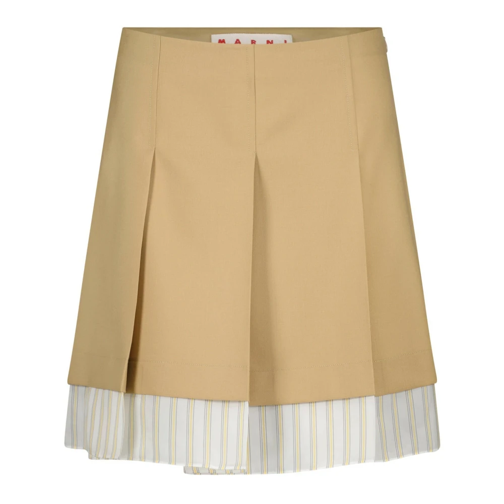 Marni Wollen Mini Rok Gevouwen Ontwerp Brown Dames