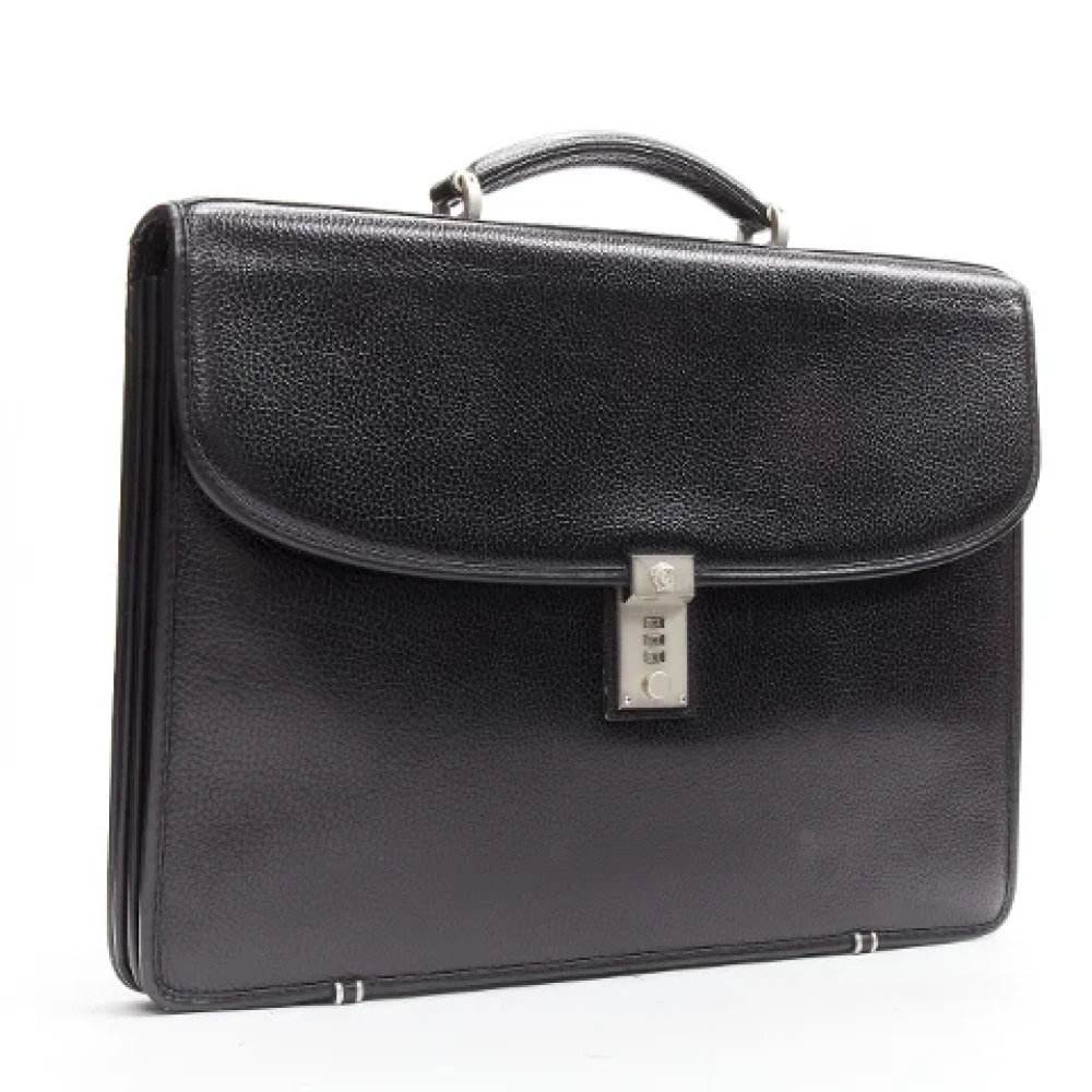 Versace Pre-owned Leather briefcases Black Dames