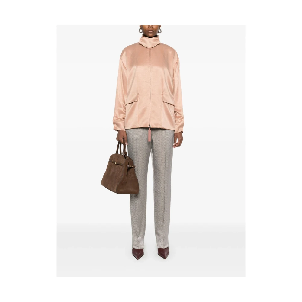 Giorgio Armani Lichtbruine Jas met Ritssluiting Brown Dames