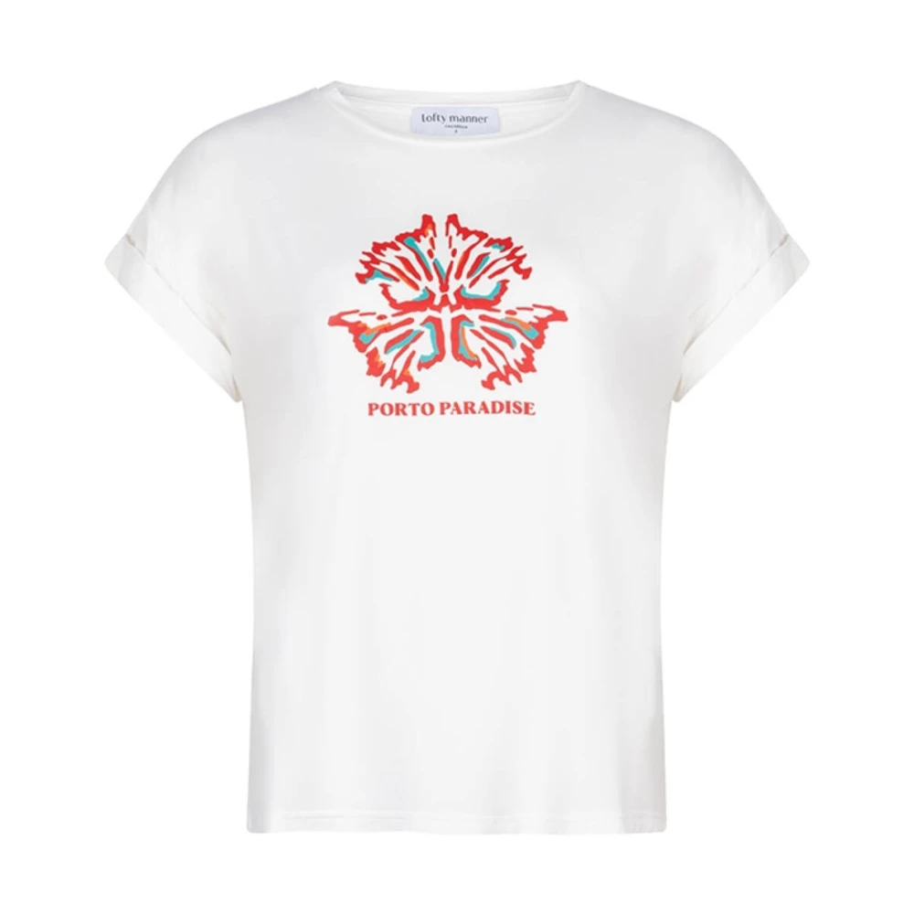 Lofty Manner T-shirt Davie met printopdruk wit rood