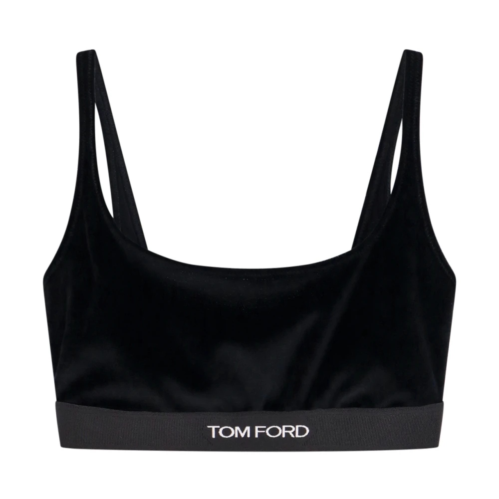 Tom Ford Zwart Velvet Mouwloze Topwear Aw24 Black Dames