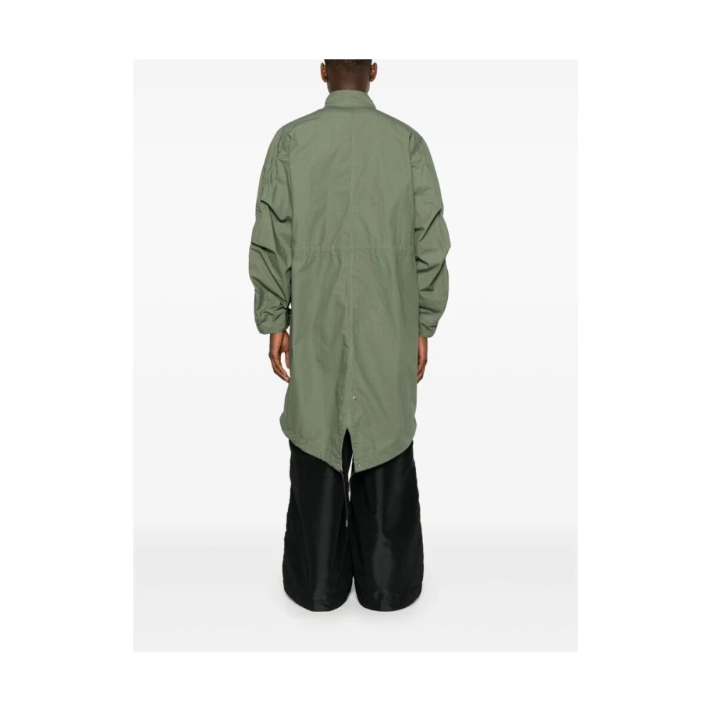 Sacai Khaki Ripstop Funnel Hals Jas Green Heren