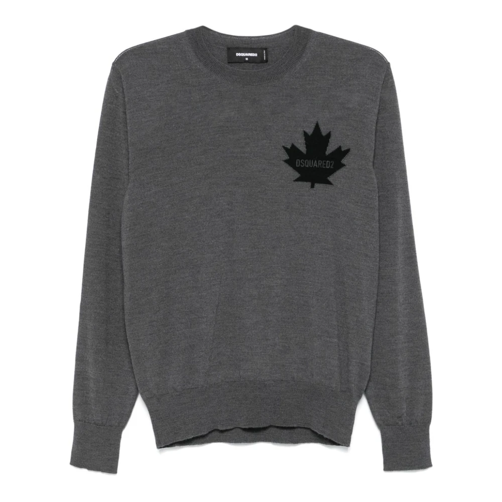 Dsquared2 Grijze Gebreide Logo Trui Gray Heren