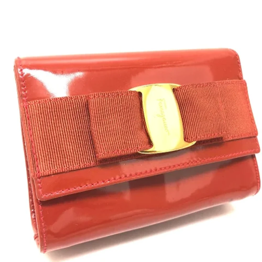 Salvatore Ferragamo Pre-owned Leather pouches Orange Dames