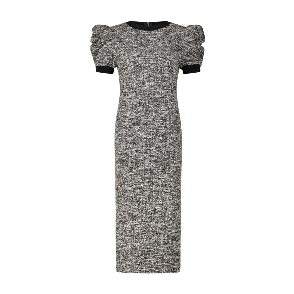 Max Mara Elegante Tweed Jurk met Pofmouwen Gray Dames