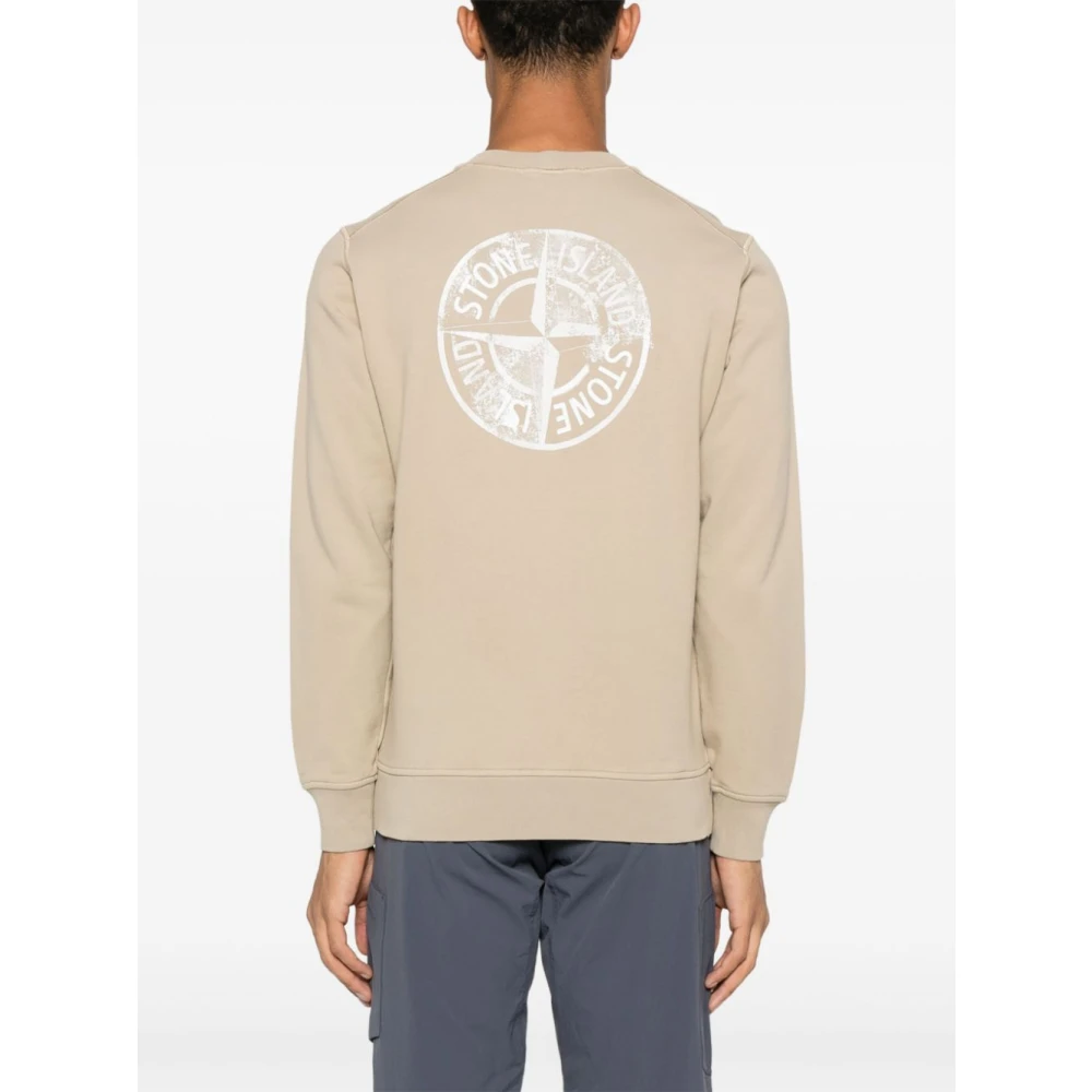 Stone Island Beige Ribbed Crew Neck Sweater Beige Heren