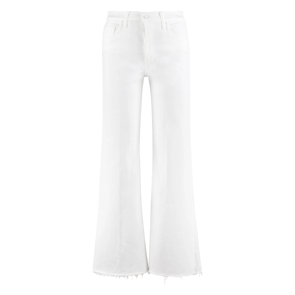 Mother Roller Fray Wide Jeans met Metalen Knopen White Dames