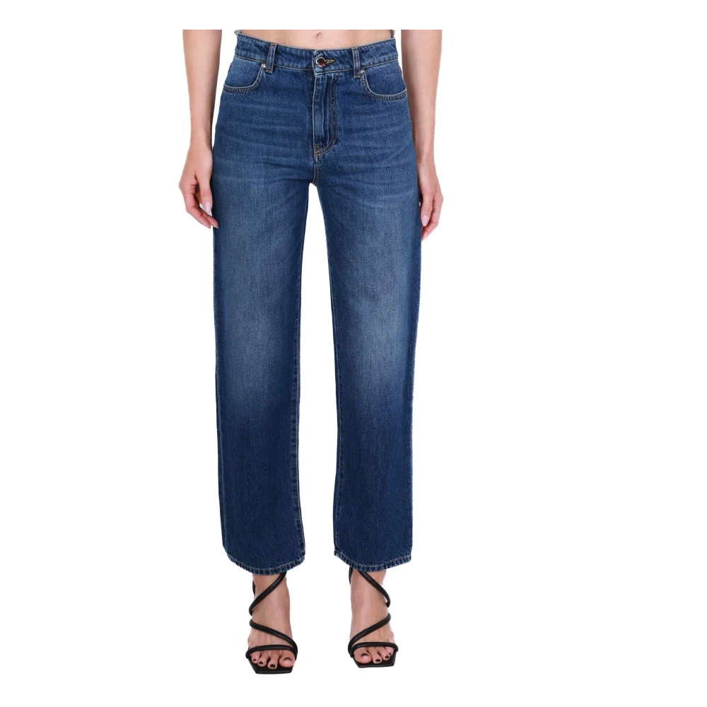 Pinko Blauwe Denim Boyfriend Jeans met Distressed Details Blue Dames