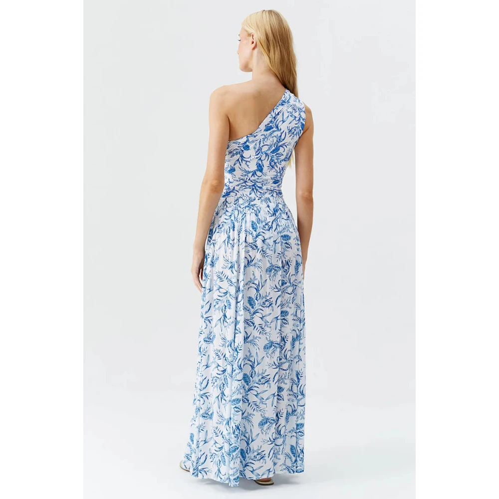 Melissa Odabash Blauw Blad Maxi Rok met Split Blue Dames
