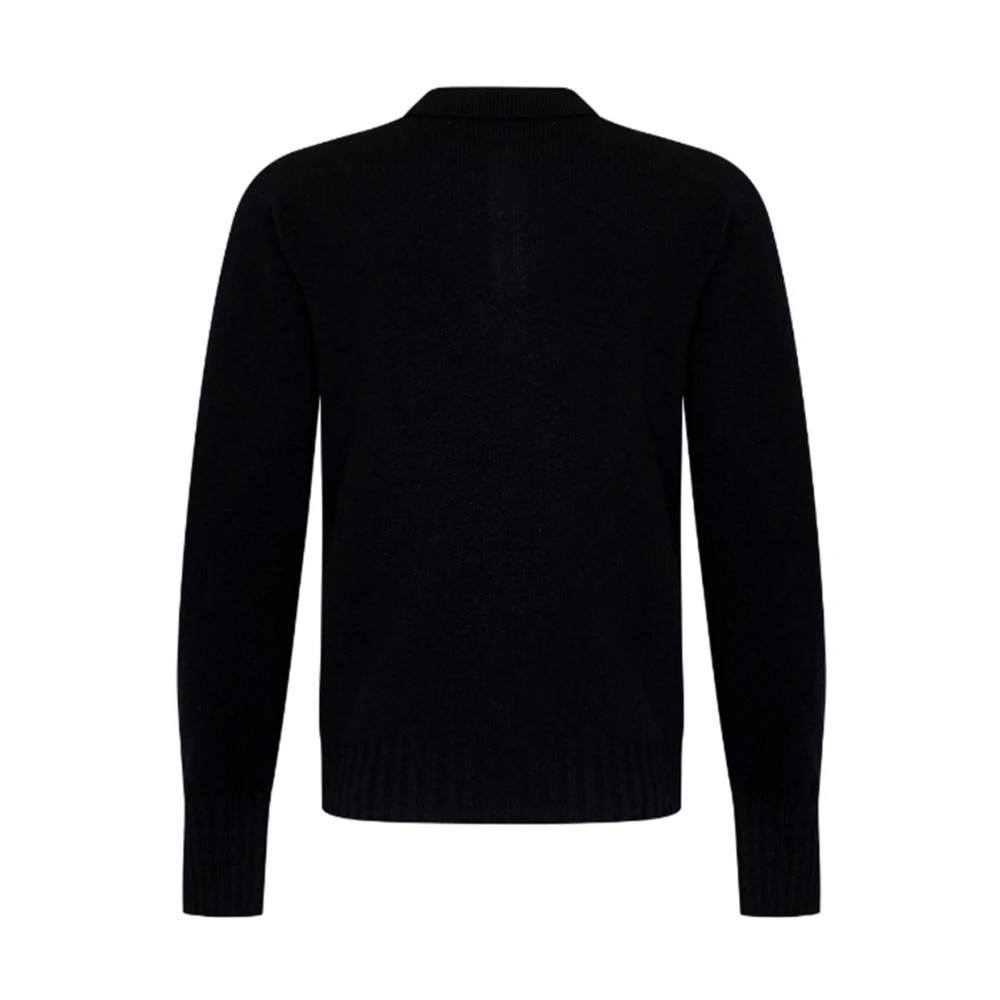 Drumohr Wollen Polo Shirt in Zwart Black Heren