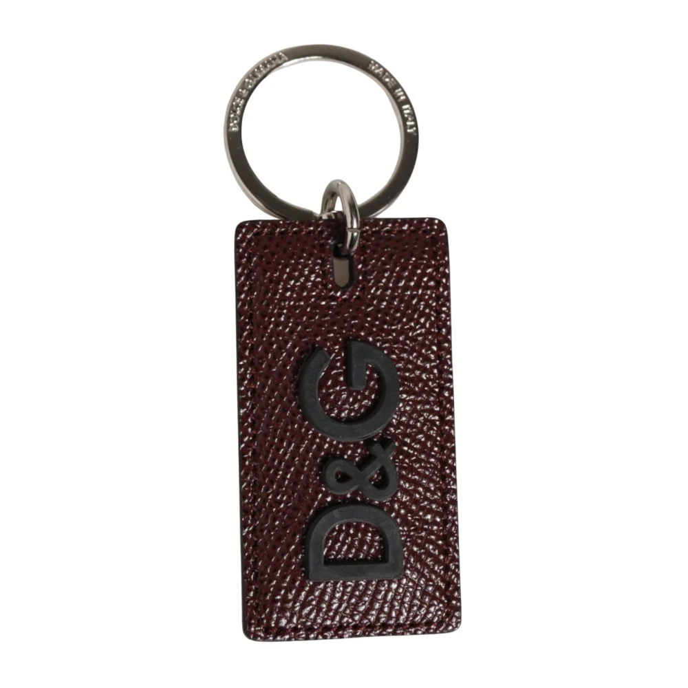 Dolce & Gabbana Men's Dark/Brown Leather Keychain Metal Ring