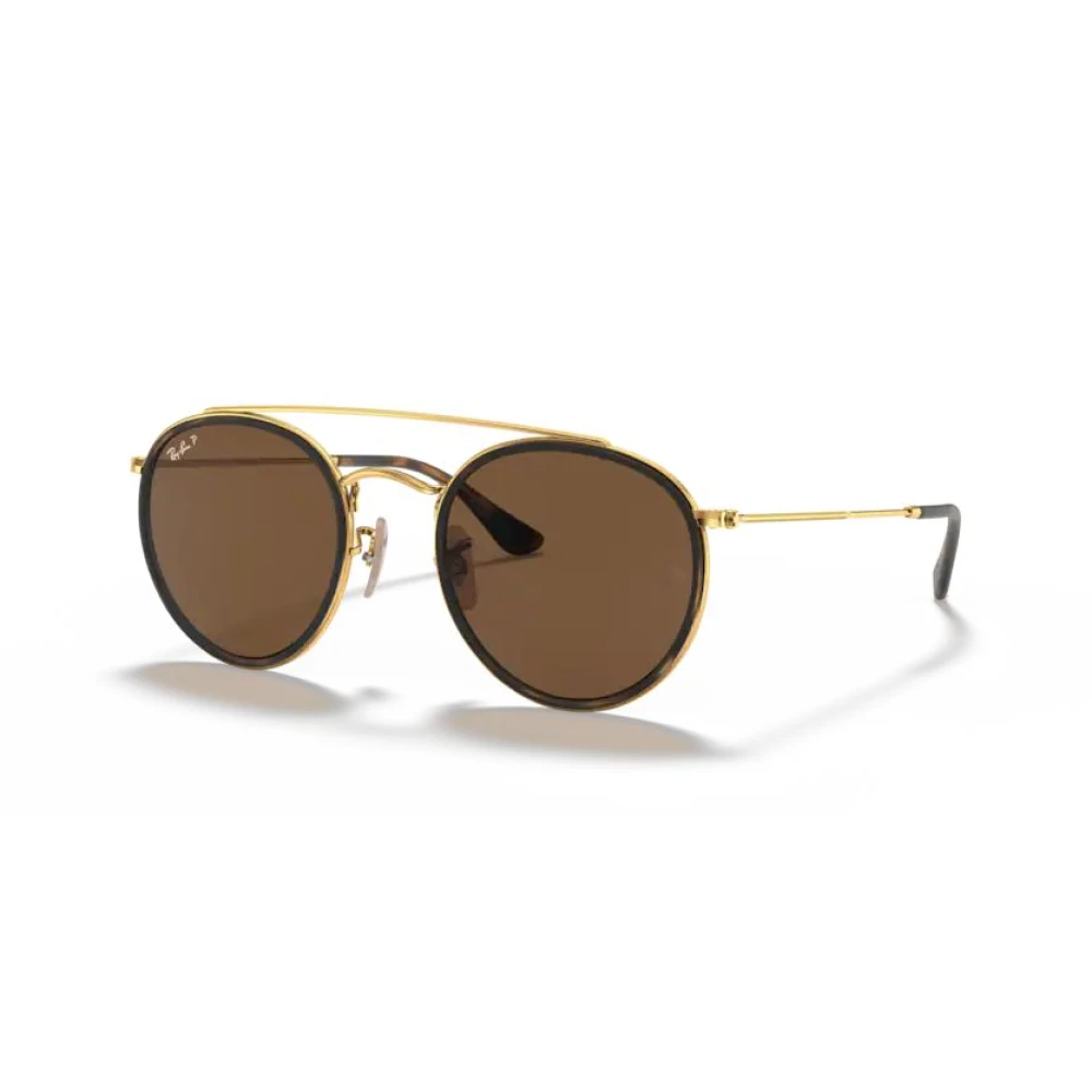 Ray - Ban Unisex Gold Ray - Ban Rb3647n 001/57 Sunglasses Metal Round Polarized - Image 6